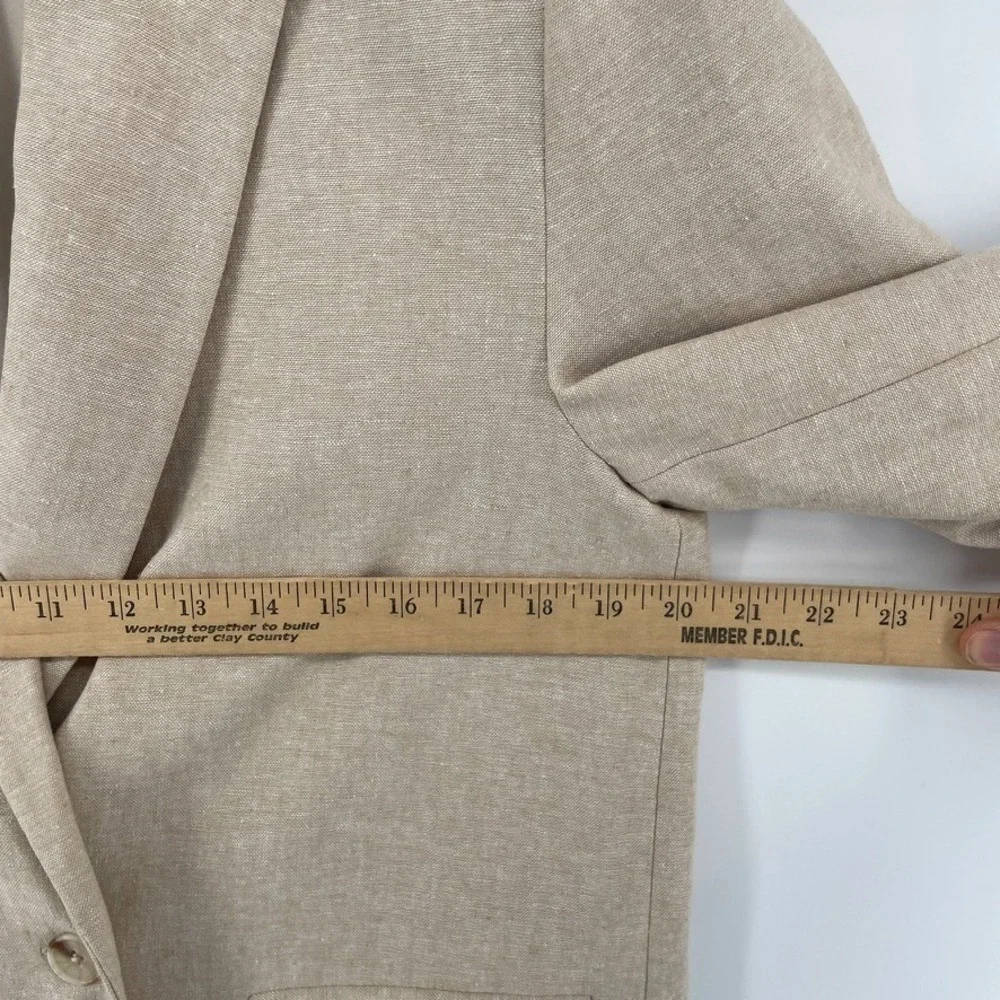 Old Navy Double Breasted‎ Suit Blazer Jacket M Linen Blend Tan NWT Minimalist